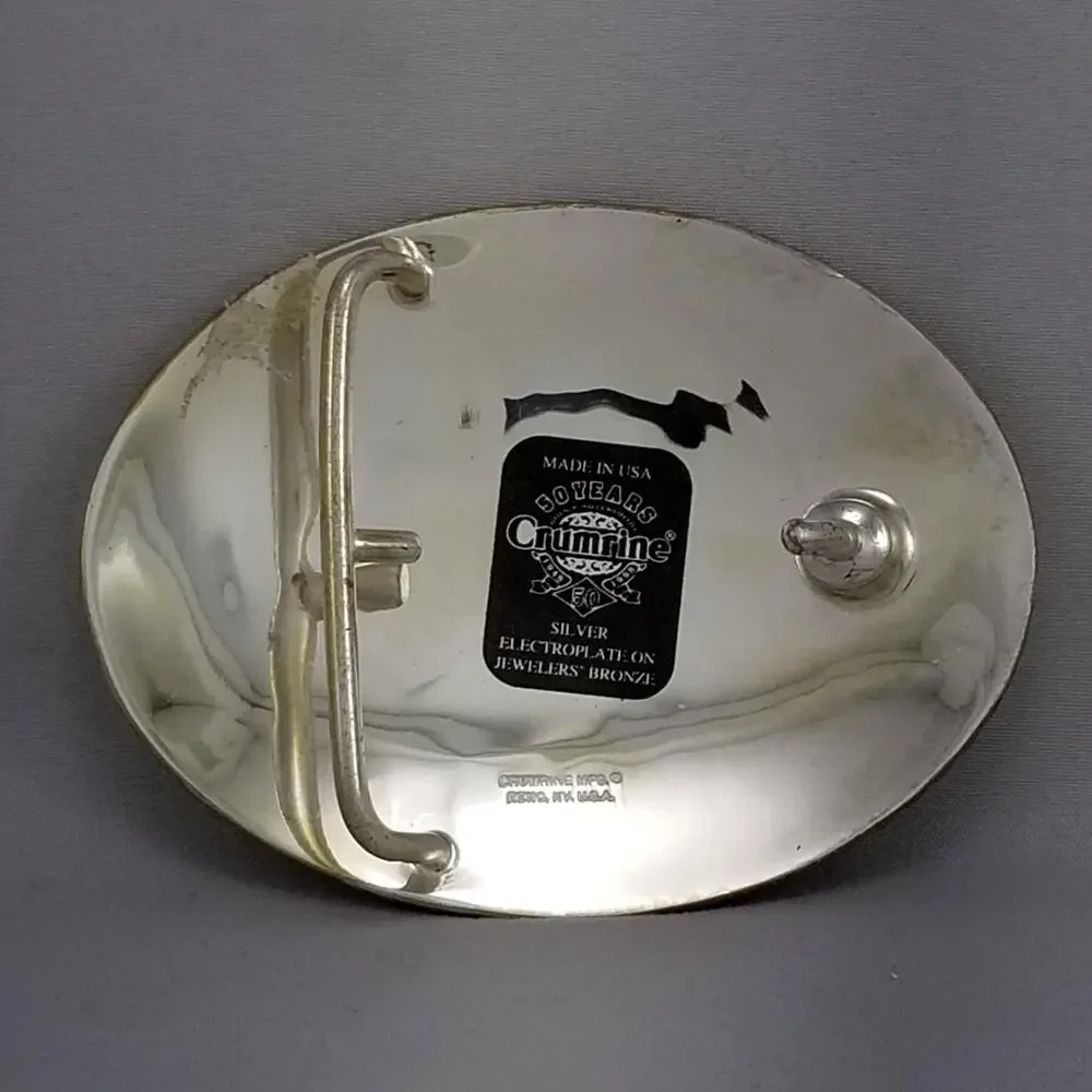 Crumrine Silver Electroplate on Jewelers‎ Bronze Eagle American Flag Belt Buckle